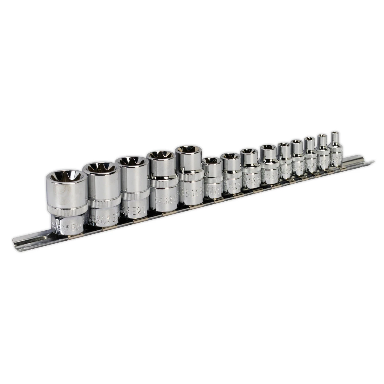 Sealey AK618 1/4, 3/8 & 1/2" Sq Drive TRX-Star Socket Set E4-E24 (14 Piece) 3 Sealey AK618 1/4, 3/8 & 1/2" Sq Drive TRX-Star Socket Set E4-E24 (14 Piece)