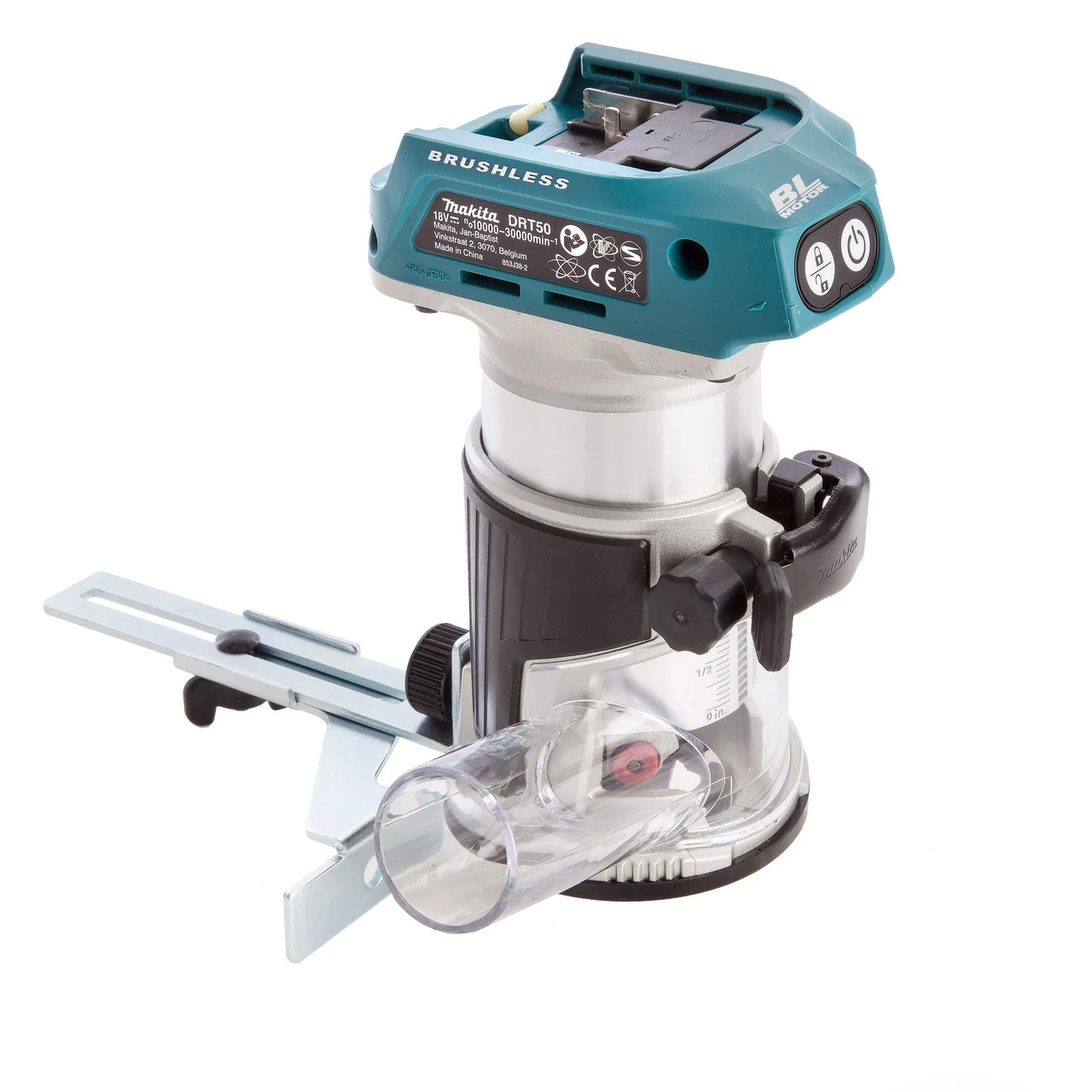 Makita DRT50ZJX3 18V LXT 1/4" Brushless Router/Trimmer With 4 Bases & 2 Guides (Body Only) 5 Makita DRT50ZJX3 18V LXT 1/4" Brushless Router/Trimmer With 4 Bases & 2 Guides (Body Only) - Image 3