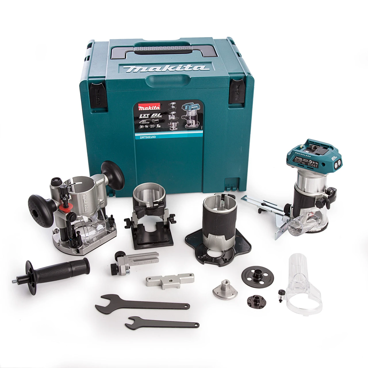 Makita DRT50ZJX3 18V LXT 1/4" Brushless Router/Trimmer With 4 Bases & 2 Guides (Body Only) 3 Makita DRT50ZJX3 18V LXT 1/4" Brushless Router/Trimmer With 4 Bases & 2 Guides (Body Only)