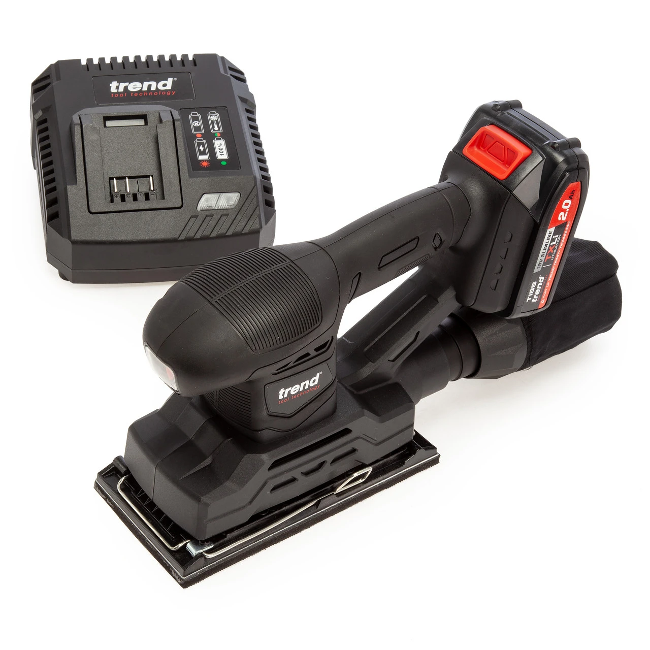 Trend T18S/TSSB 18V Brushless 1/3 Sheet Sander + Charger (1 X 2.0Ah Battery) 3 Trend T18S/TSSB 18V Brushless 1/3 Sheet Sander + Charger (1 X 2.0Ah Battery)