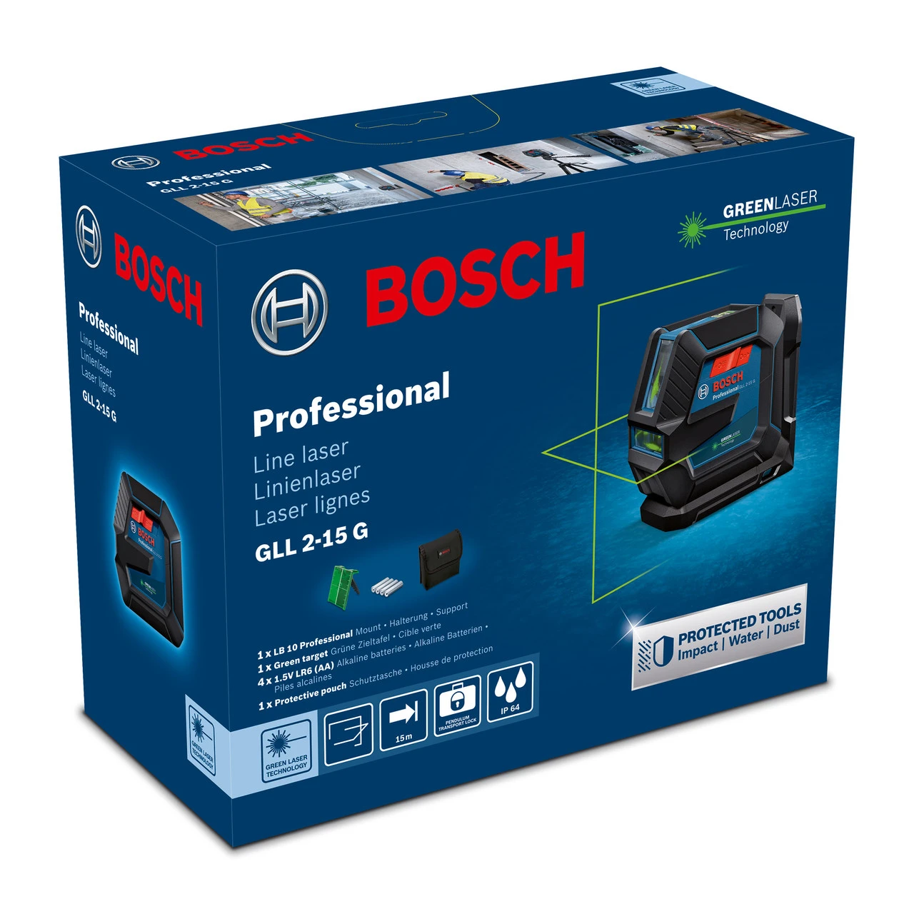 Bosch GLL 2-15 G Professional Green Line Laser 7 Bosch GLL 2-15 G Professional Green Line Laser - Image 5