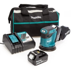 Makita DBO180 18V LXT 5 Inch/125mm Sander, Toolbag, Charger (2 X 5.0Ah Batteries)