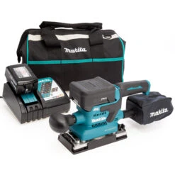 Makita DBO380 18V LXT 1/3 Sheet Finishing Sander, Toolbag, Charger (2 X 5.0Ah Batteries)