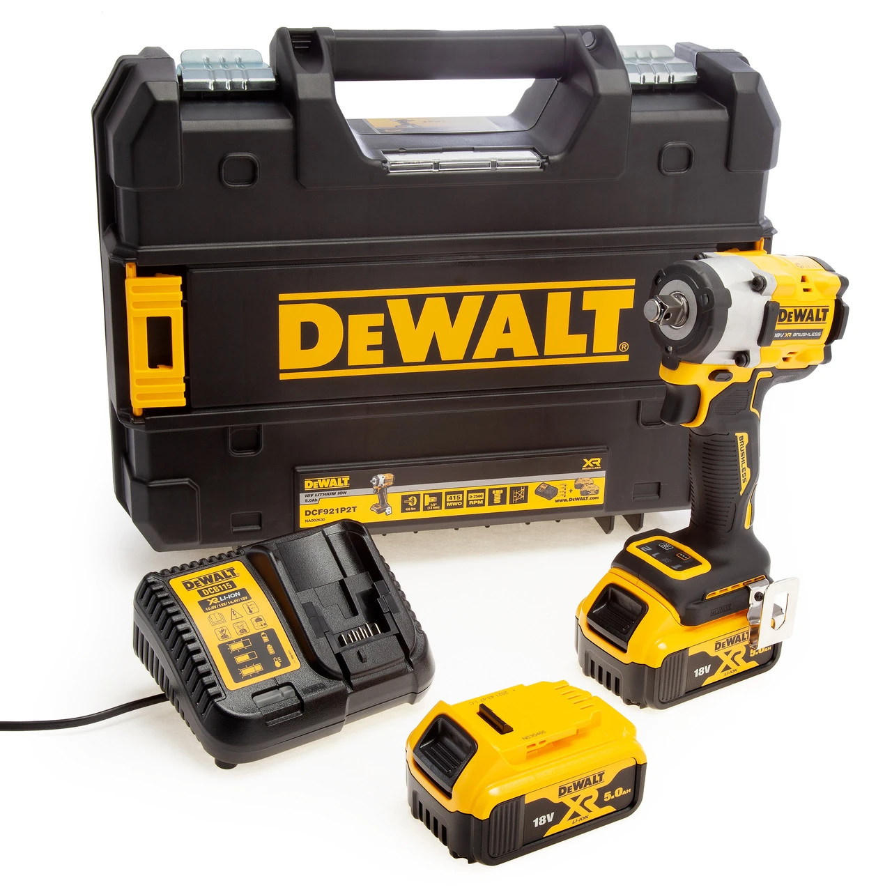 Dewalt DCF921P2T 18V XR 1/2" Brushless Impact Wrench (2 X 5.0Ah Batteries) In TSTAK Box 3 Dewalt DCF921P2T 18V XR 1/2" Brushless Impact Wrench (2 X 5.0Ah Batteries) In TSTAK Box