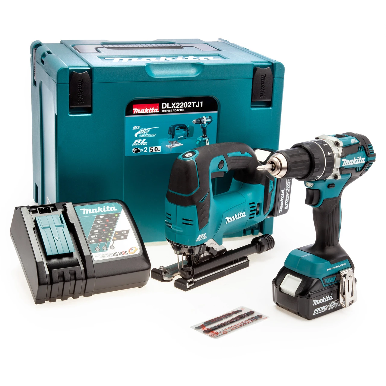 Makita DLX2202TJ1 50th Anniversary 18V LXT Brushless Combo Kit (2 X 5.0Ah Batteries) In MakPac Case 3 Makita DLX2202TJ1 50th Anniversary 18V LXT Brushless Combo Kit (2 X 5.0Ah Batteries) In MakPac Case