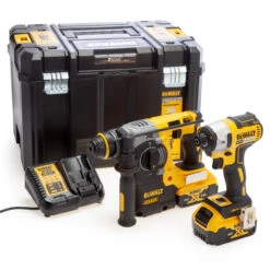 Dewalt DCK2532P2 18V XR SDS Plus Hammer & Impact Driver Twin Pack (2 X 5.0Ah Batteries) In TSTAK Box