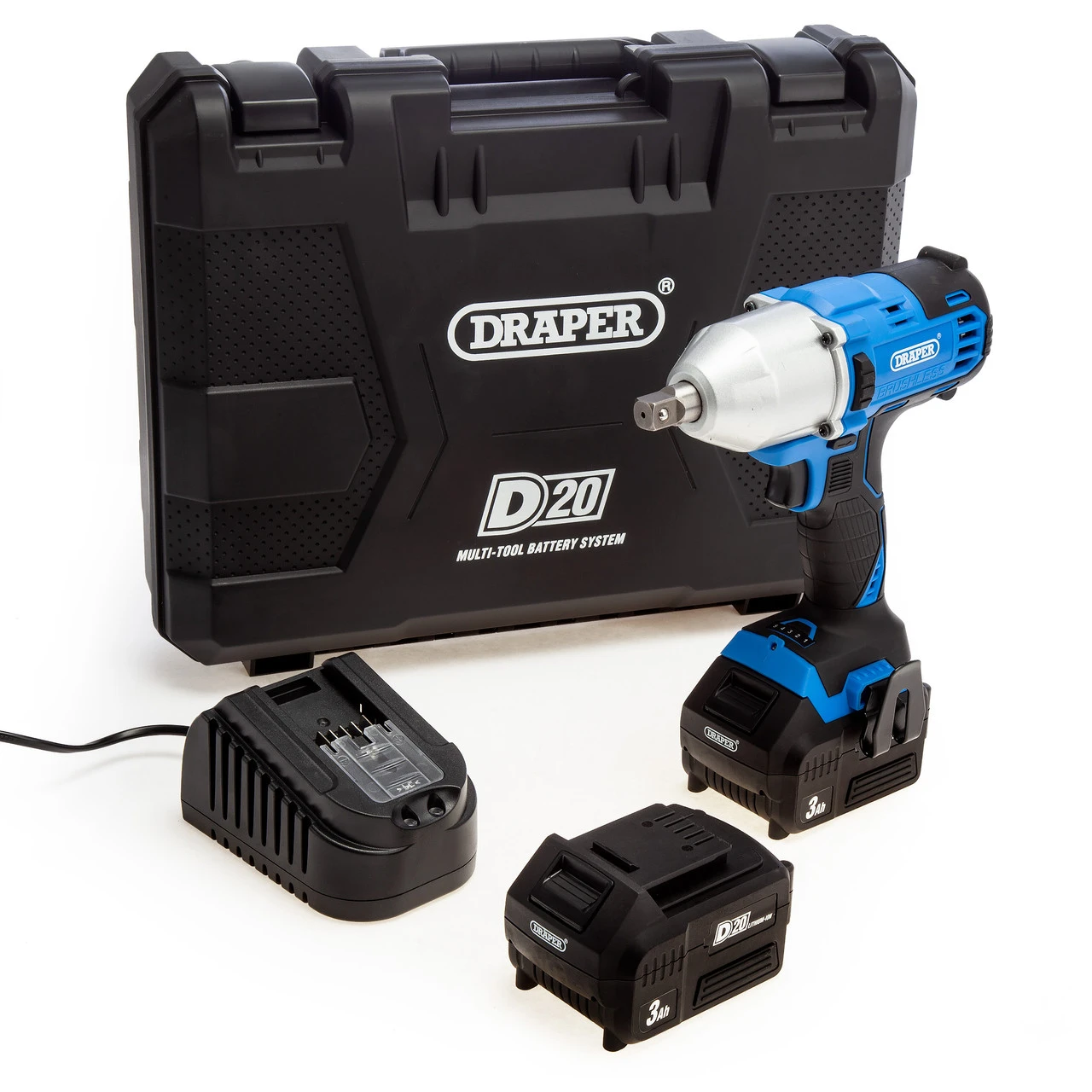 Draper 97777 D20 20V Brushless 1/2" Mid-Torque Impact Wrench (2 X 3.0Ah Batteries) 3 Draper 97777 D20 20V Brushless 1/2" Mid-Torque Impact Wrench (2 X 3.0Ah Batteries)